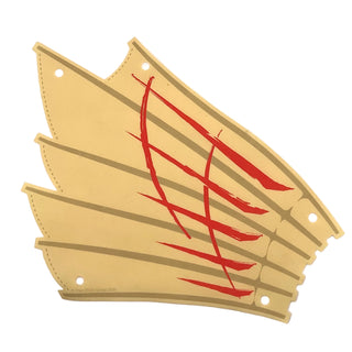 Cloth Sail 27 x 20 with Dark Tan Ribs and Stitching and Red Stripes on Left Pattern, Part# 68806 Part LEGO® Tan Very Good