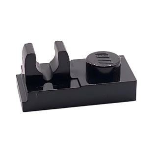 Plate, Modified 1x2 with Clip with Center Cut on Top, Part# 92280 Part LEGO® Black
