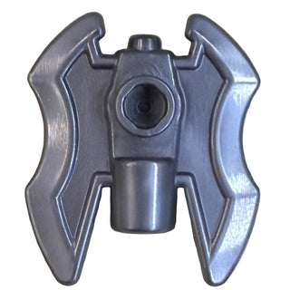 Minifigure, Weapon Axe Head Double with Bar Holder and 2 Hollow Studs Part# 11096 Part LEGO® Flat Silver