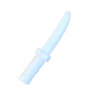 Minifigure, Weapon Knife with Flat Hilt End and Curved Blade, Cross Hatched Grip, Part #37341b Part LEGO® White