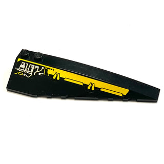 Wedge 10 x 3 Right with Yellow Bar and Silver '8107' Pattern (Sticker), Part# 50956pb005 Part LEGO® Black