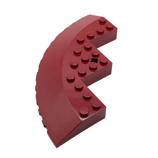 Brick Round Corner 10x10 with Slope 33 Edge, Axle Hole, Facet Cutout, Part# 58846 Part LEGO® Dark Red 1 Part