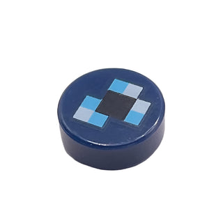 Minecraft Ender Pearl (Tile Round 1x1 with Pixelated Black, Medium Azure, and Aqua Squares Pattern), Part# 98138pb100 Part LEGO® Dark Blue