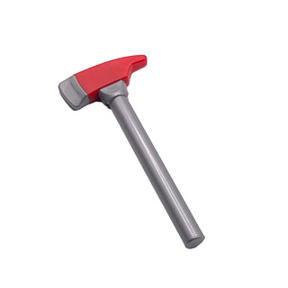 Minifigure, Utensil Axe, Pick End with Molded Red Head Pattern, Part# 39802pb01 Part LEGO® Flat Silver