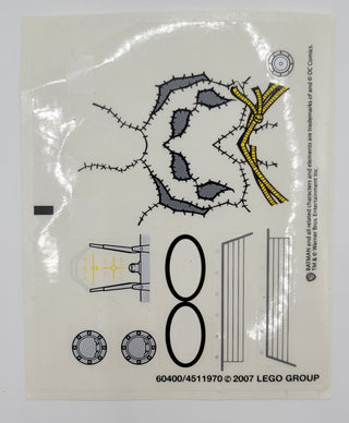 Sticker Sheet for Set The Batcopter: The Chase for the Scarecrow, 7786 - (60400/4511970), Part# 7786stk01 Part LEGO® Missing 4 Stickers