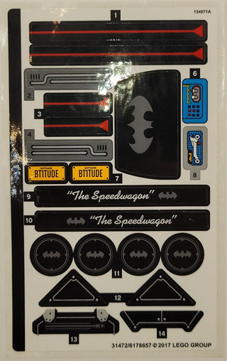 Sticker Sheet for Set The Batmobile, 70905 - (31472/6178657), Part# 70905stk01 Part LEGO® Full Sheet