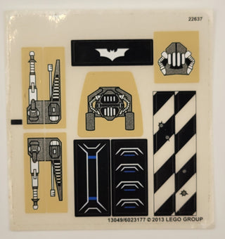 Sticker Sheet for Set The Bat vs. Bane: Tumbler Chase, 76001 - (13049/6023177), Part# 76001stk01 Part LEGO® Full Sheet