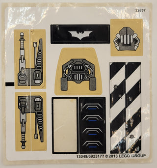 Sticker Sheet for Set The Bat vs. Bane: Tumbler Chase, 76001 - (13049/6023177), Part# 76001stk01 Part LEGO® Missing One (Only 10) Stickers
