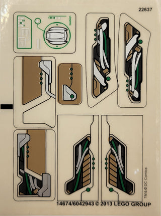 Sticker Sheet for Set Superman: Black Zero Escape, 76009 - (14674/6042943), Part# 76009stk01 Part LEGO® Full Sheet