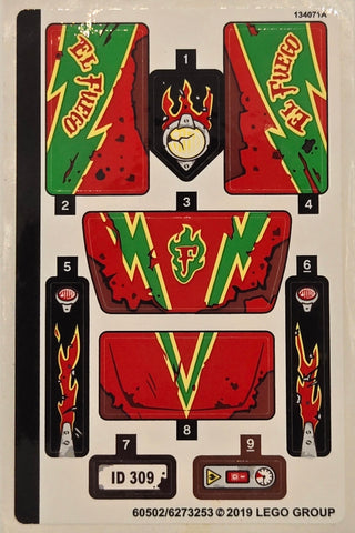 Sticker Sheet for Set El Fuego's Stunt Truck, 70421- (60502/6273253), Part# 70421stk01