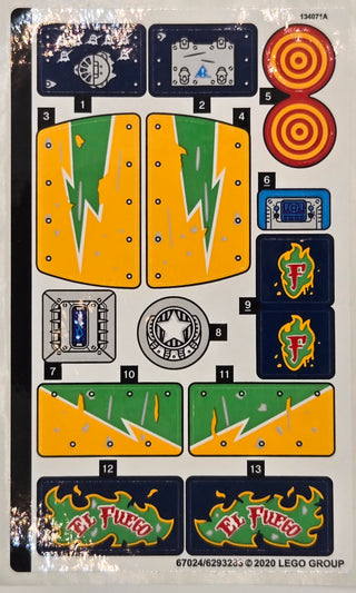 Sticker Sheet for Set El Fuego's Stunt Plane, 70429- (67024/6293283), Part# 70429stk01