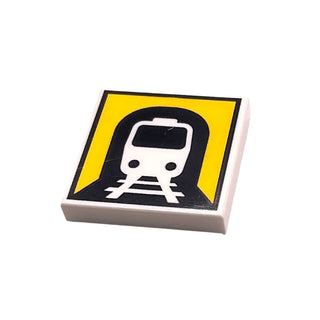 Tile 2x2 with Train in Tunnel Pattern, Part# 3068pb0465 Part LEGO® White Very Good