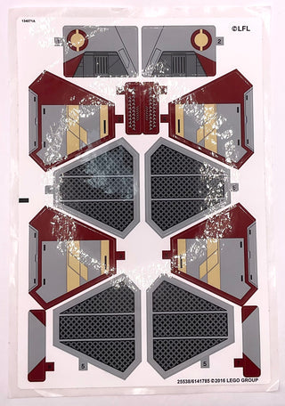 Sticker Sheet for Set Obi-Wan's Jedi Interceptor, North American Version, 75135 - (25538/6141785), Part# 75135stk01b Part LEGO® Complete