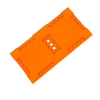 Brick Modified 8x16x2/3 with 1x4 and 2x4 Indentations, Part# 71772 Part LEGO® Orange Very Good