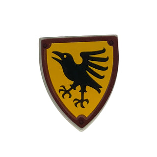 Shield Triangular Short with Black Crow/Raven on Bright Light Orange Background and Dark Red Border Pattern, LEGO® Minifigure Shield, Part# 3846pb047