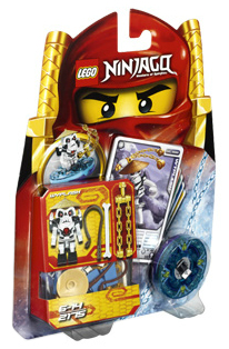 LEGO Ninjago red and gold blister pack with yellow accents and character minifigure visible through packaging.