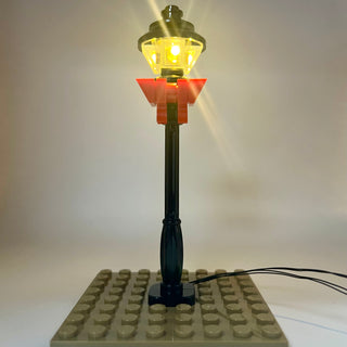 Lighting Kit, Winter Village Lamp Post, Double Connector (Black Pole, Amber Light) ACC-WVLA Light up kit United Brick Co®