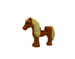 Horse / Pony, Friends with 1 x 1 Cutout with Molded Tan Mane and Tail and Printed Eyes Pattern, 75498pb02 Minifigure LEGO®