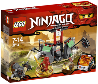 LEGO Ninjago set 2254 Mountain Shrine box displaying ninja minifigures and shrine building structure.
