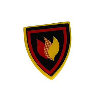 Shield Triangular Short with Fire Logo Pattern (Sticker), LEGO® Minifigure Shield, Part# 3846pb025
