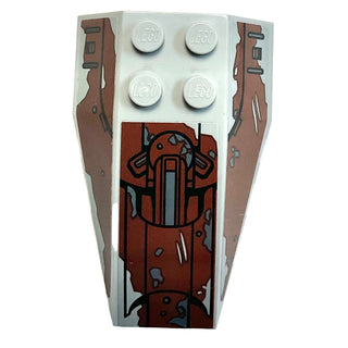 Wedge 6 x 4 Triple Curved with SW AT-ST Leg Panels on Reddish Brown Background Pattern (Stickers), Part# 43712pb064 Part LEGO® Light Bluish Gray
