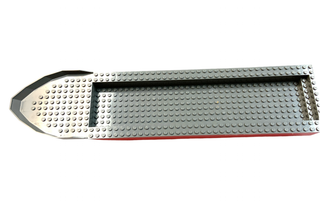 Boat, Hull Unitary 51x 12 x 6 With Dark Bluish Gray Top (54100/ 54101), Part# 54100c02 Part LEGO® Very Good - Red  