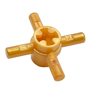 Technic, Axle Connector Hub with 4 Bars and Pin Hole, Part# 48723 Part LEGO® Pearl Gold