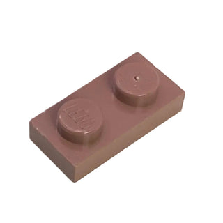 Tan rectangular brick plate with two stud connectors on top surface.