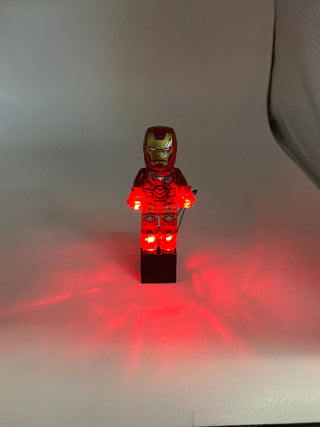 Iron Man Minifigure LED Lights, Battery Operated, LIMB Custom Parts United Brick Co® Red