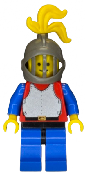 Breastplate - Red with Blue Arms, Blue Legs with Black Hips, Dark Gray Grille Helmet, Yellow Plume, cas191 Minifigure LEGO®