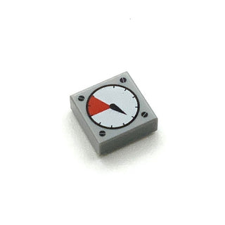 Tile Decorated 1x1 with White and Red Gauge Pattern, Part# 3070bp07 Part LEGO® Light Bluish Gray  