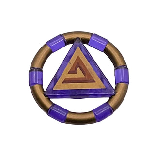 Ring with Center Triangle with Gold Bands and Triangle Pattern (Atlantis Treasure Key), Part# 87748pb06 Part LEGO® Trans-Purple Very Good