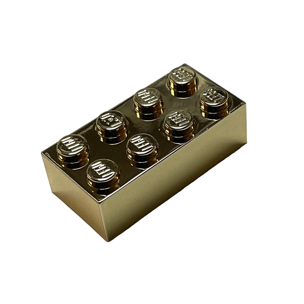 Brick 2x4 with Custom Chrome Gold Finish Real LEGO® Part# 3001 – United ...