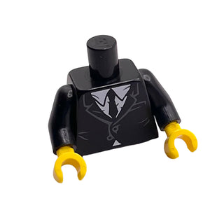 Torso Suit with White Shirt and Black Tie Pattern / Black Arms / Yellow Hands, Part# 973pb1519c01 Part LEGO® Black
