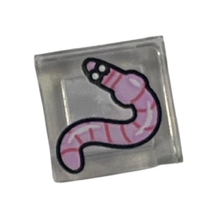 Bright Pink Worm, Tile 1x1, 3070pb382 - LEGO® Animal