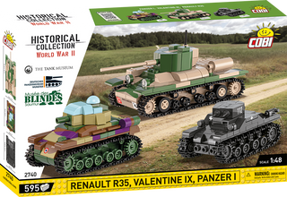 COBI Renault R35, Valentine IX, Panzer I Tanks 1:48: Set #2740 Cobi Kit Cobi Toys