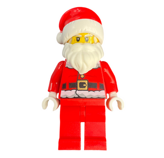 Santa - Fur Lined Jacket with Candy Cane on Back, Red Legs, Thick Moustache, hol285 Minifigure LEGO®