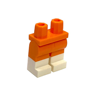 Minifigure Legs with Molded White Lower Legs / Boots Pattern, Part# 970c00pb0965 Part LEGO® Orange