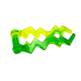 Wave Angular Double with Bar Handle (Electric Zigzag / Lightning Bolt) with Marbled Trans-Green Pattern, Part# 59233pb02 Part LEGO® Trans-Neon Green