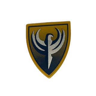 Shield Triangular Short with Dark Blue and Silver King Jayko Hawk Pattern, LEGO® Minifigure Shield, Part# 3846pb021