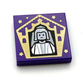 Tile Decorated 2x2 with Chocolate Frog Card Nicholas Flamel Pattern, Part# 3068pb1739 Part LEGO® Dark Purple  