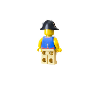 Pirate Blue Vest, Tan Legs, Bicorne Hat with Skull, Long Brown Moustache, pi141 Minifigure LEGO®