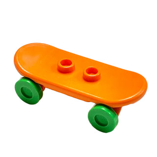 Minifigure, Utensil Skateboard Deck with Bright Green Wheels (42511 / 2496), Part# 42511c06 Part LEGO® Orange