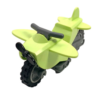 Stuntz Flywheel Motorcycle Airplane Bike with Dark Bluish Gray Frame, Light Bluish Gray Wheels, Dark Bluish Gray Handlebars, and Black Propeller, Part# 1567c01