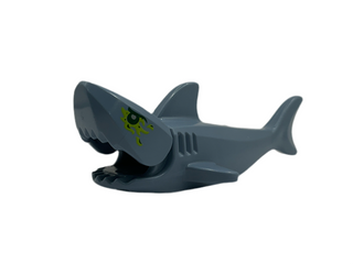 Shark with Rounded Nose and Debossed Gills with Black Eyes, Silver Pupils and Lime Slime Pattern, 14518c04pb03 LEGO® Animals LEGO®