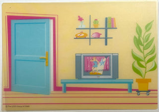 Plastic - Living Room Backdrop with Door, Shelf, Table, TV, and House Plant Pattern, Part# 5940pls04