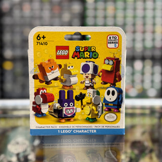 LEGO Super Mario Series 5 minifigure pack 71410 with eight collectible characters displayed on yellow packaging.