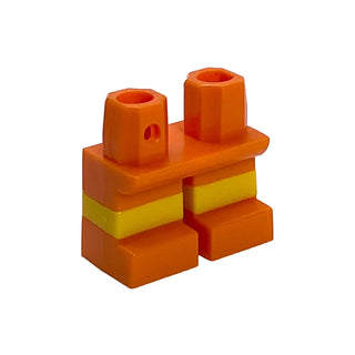Legs Short with Molded Horizontal Yellow Stripes Pattern, Part# 41879pb001 Part LEGO® Orange