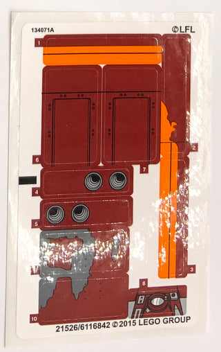 Sticker Sheet for Set Rey's Speeder, North American Version, 75099 - (21526/6116842), Part# 75099stk01b Part LEGO® Complete
