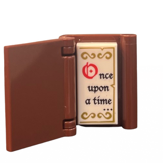Minifigure, Utensil Storybook, 'Once upon a time...' Pattern, Part# (24324 + 3069pb0507 + 24093) Part LEGO® Reddish Brown